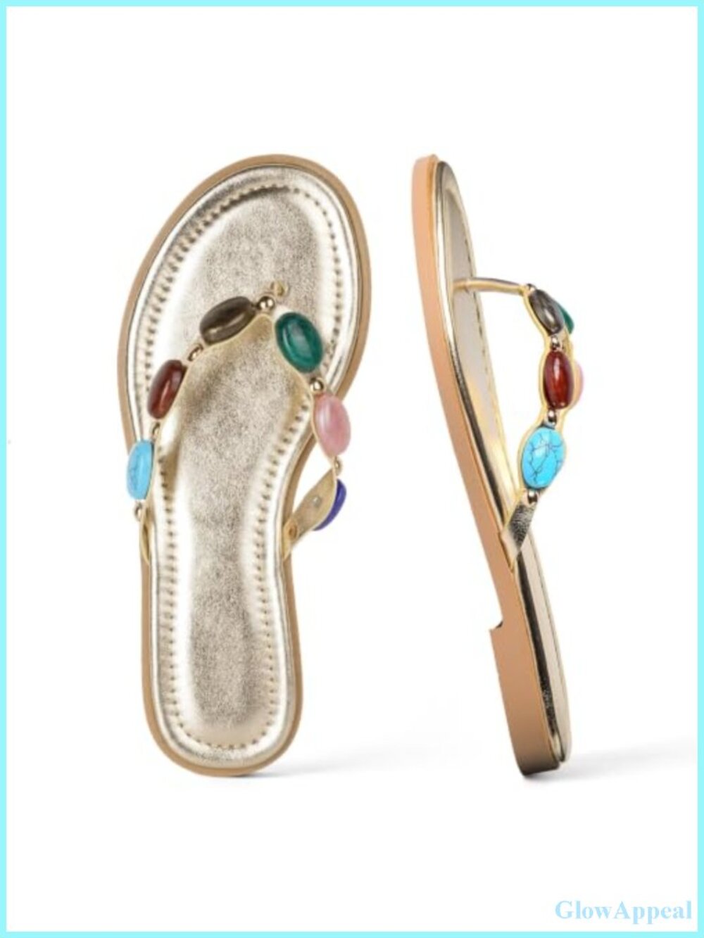 Womens Beaded Flip Flops Jeweled Thong Sandals Memory Foam Beach Pool